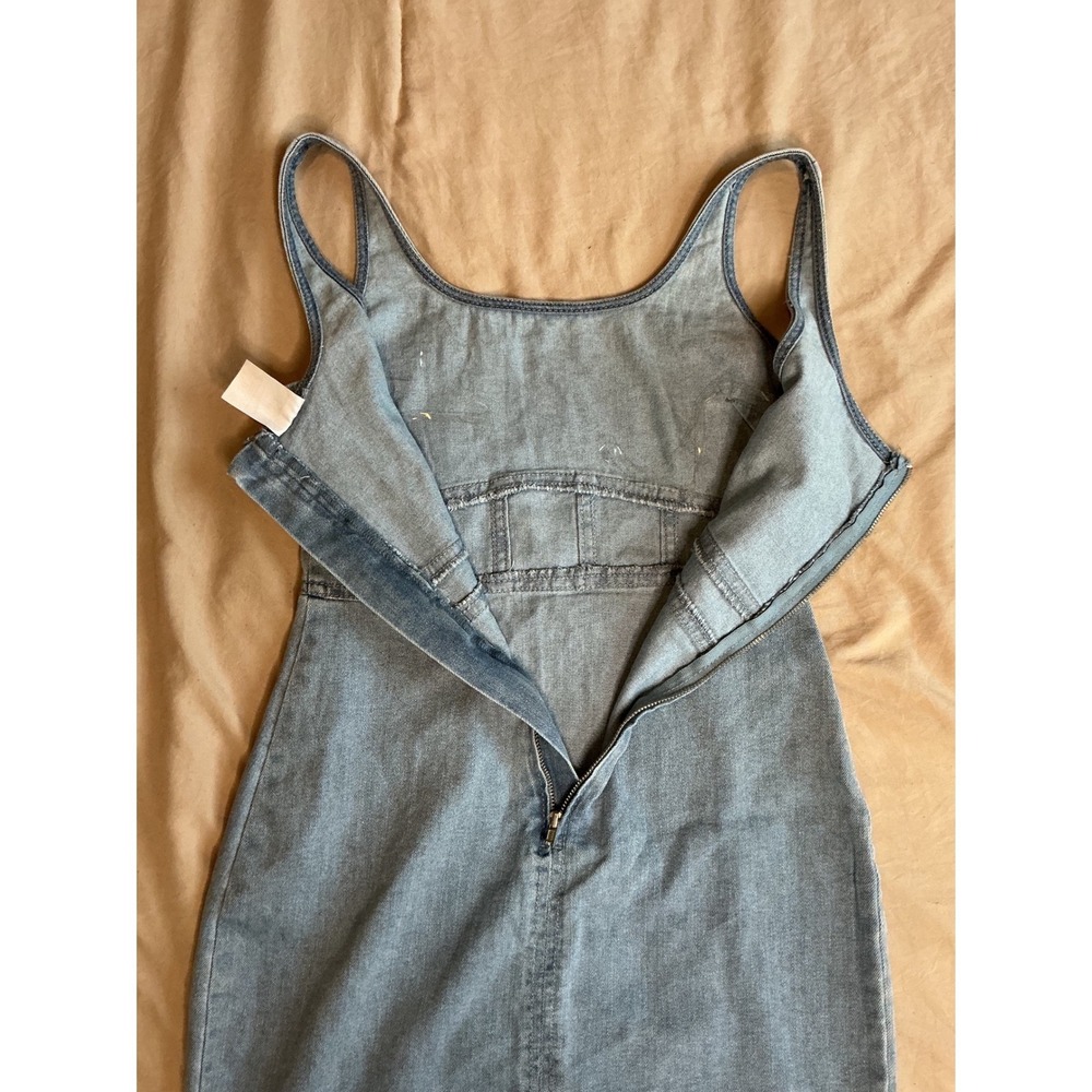 No Boundaries Womens Light Wash Denim Mini Dress Sleeveless Back Zip XS 1 - Picture 3 of 4